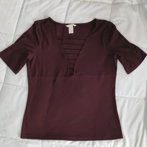 Set of 2 H&M Mid Plunge Tops w lattice detail